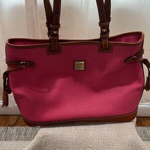 Dooney & Bourke  Hot Pink Pebbled Grain Leather Tote Bag with Tassels